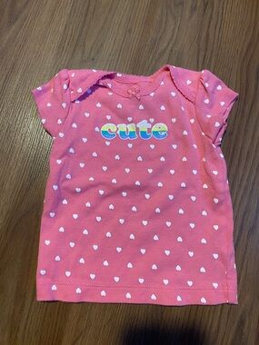✨8/$10. Carters.  "Cute" Heart Print Girls' Short Sleeve Top. 3 months